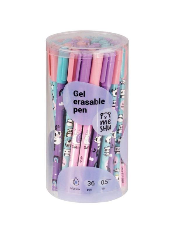 Ручка гелевая неавтоматическая стираемая MESHU Panda Team синяя 0,5мм ассор