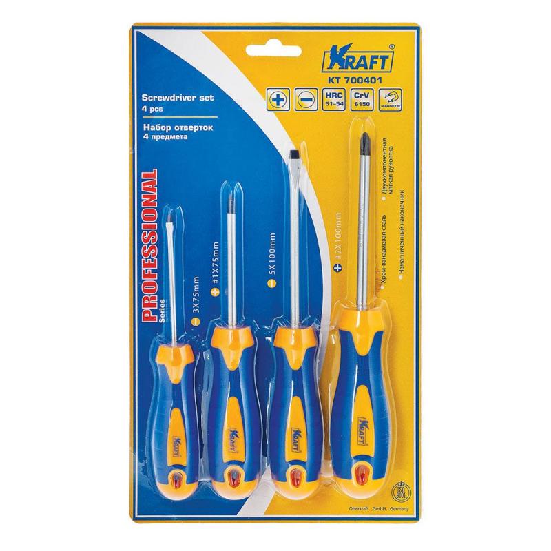 Набор отверток 4 шт, KRAFT KT 700401