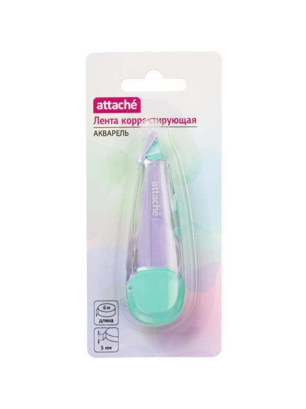 Корректирующая лента Attache Акварель,5мм x6м,рез.вставка,фиол-зел,блистер