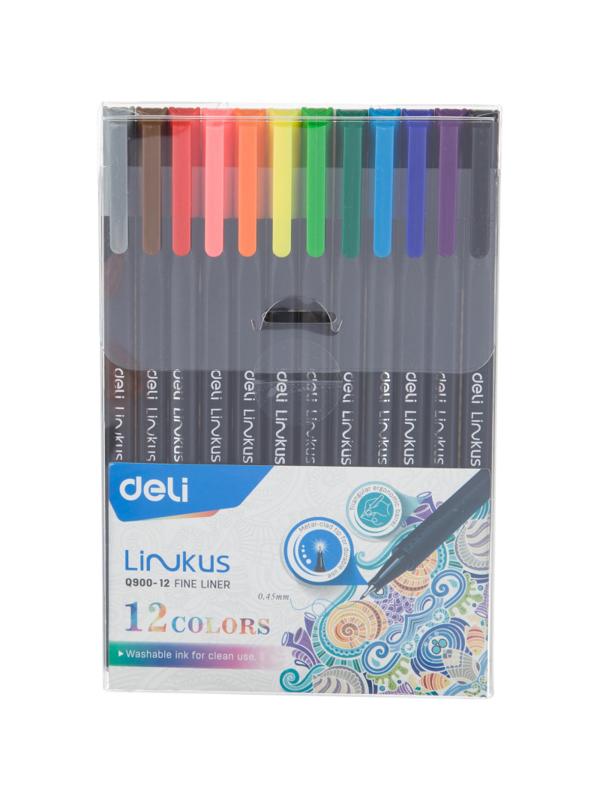 Набор линеров Deli 12 цветов 0,45 мм, в пластиковой упаковке