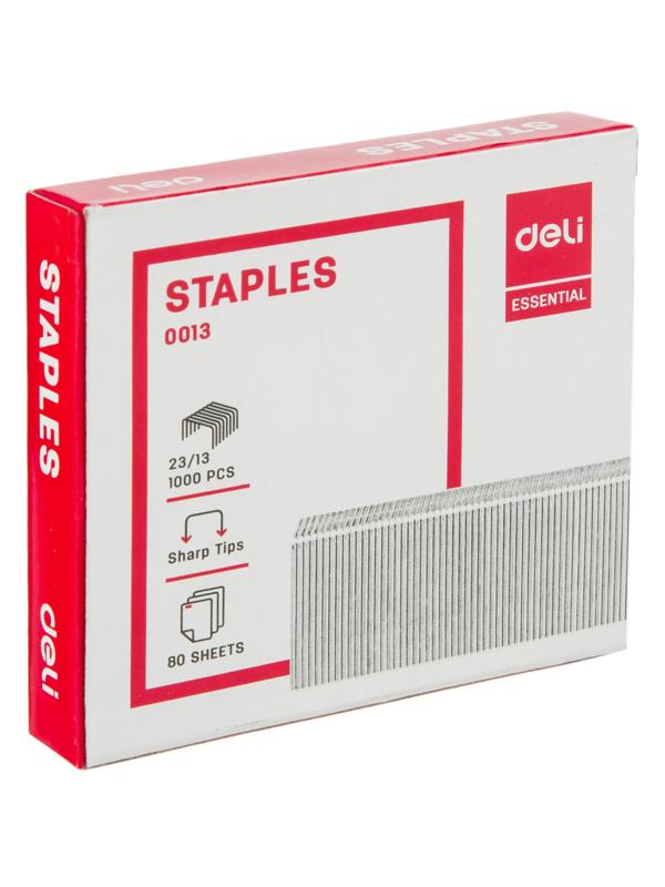 Скобы для степлера №23/13 Deli Е0013 оцинкованные 1000 шт./уп