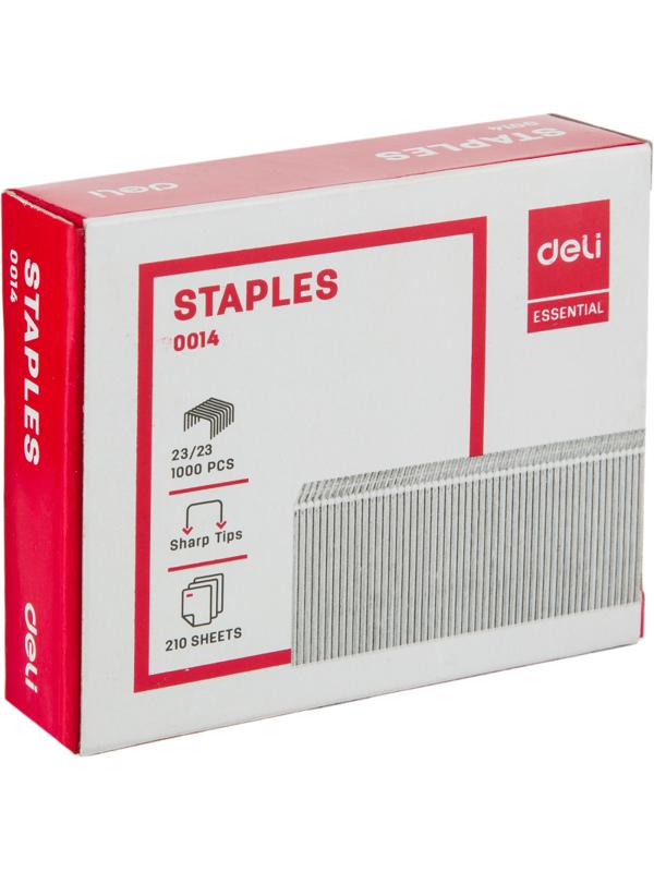 Скобы для степлера №23/23 Deli Е0014 оцинкованные 1000 шт./уп