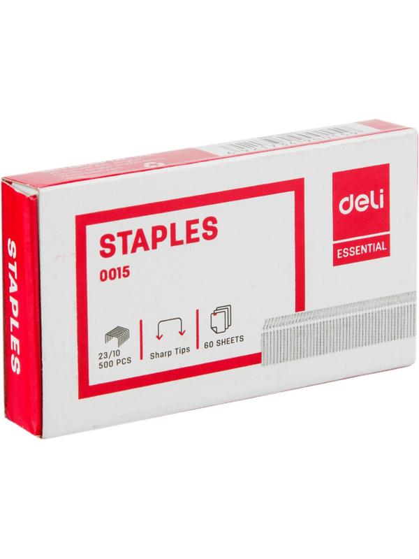 Скобы для степлера №23/10 Deli Е0015 оцинкованные 500 шт/уп