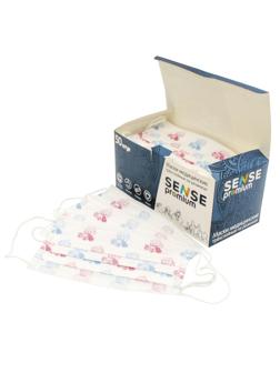 Маска медицинская 3-х сл., Sense, детская, МИШКИ, картон 50шт/уп