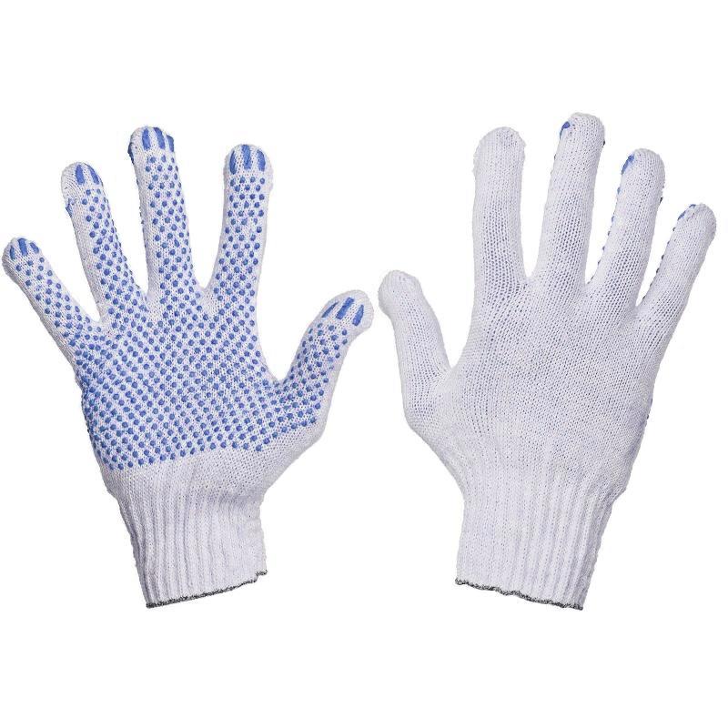Перчатки защитные трикотажные с ПВХ Точка 4 нити 38-40гр 10кл 300пар/уп