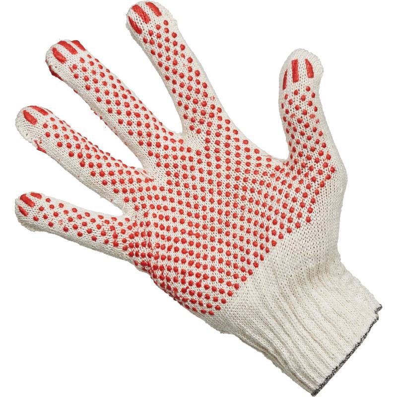 Перчатки защитные трикотажные с ПВХ Точка 4 нити 38-40гр 10кл 300пар/уп