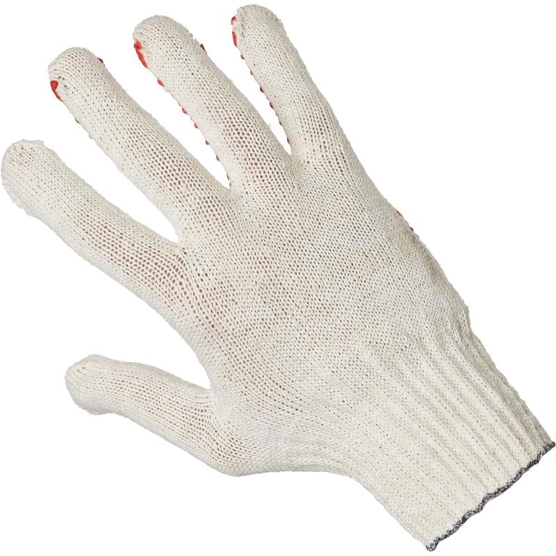 Перчатки защитные трикотажные с ПВХ Точка 4 нити 38-40гр 10кл 300пар/уп