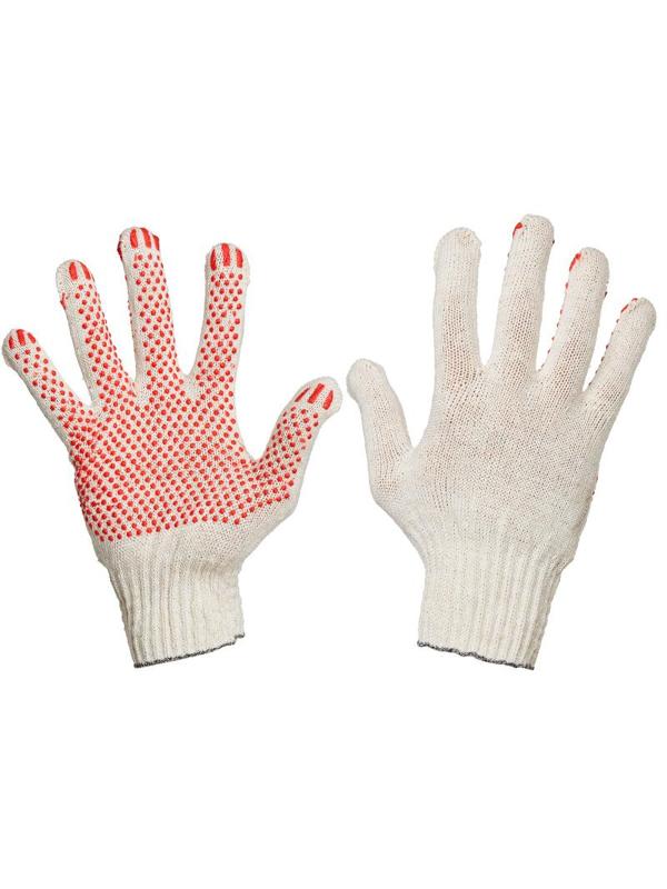 Перчатки защитные трикотажные с ПВХ Точка 4 нити 38-40гр 10кл 300пар/уп