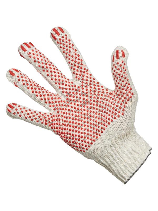 Перчатки защитные трикотажные с ПВХ Точка 4 нити 38-40гр 10кл 300пар/уп