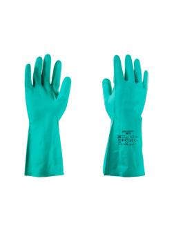 Перчатки нитриловые с хлопковым напылением JetaSafety JN711 цв.зеленый р.M