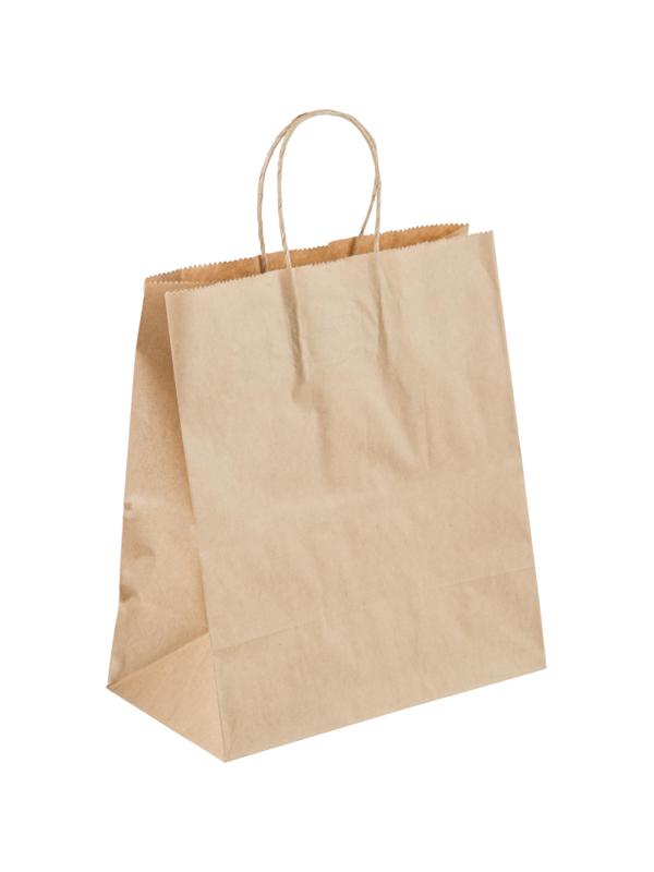 Пакет бумажный 220х120х250 мм с кручеными ручками, крафт 70 гр, 250 шт/уп