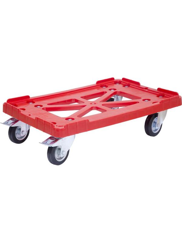 Тележка п/э 600х400 резин колеса, два с тормозом, красный