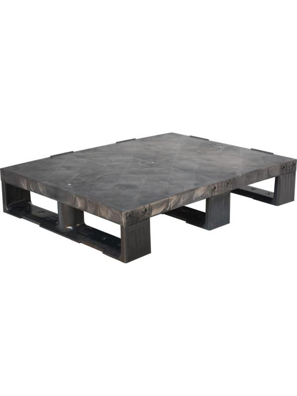 Паллет п/э 800x600х150 сплошной, на 3-х полозьях TR 680 черный