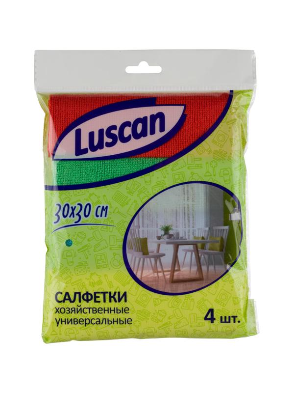 Салфетки хозяйственные Luscan из микрофибры универс 220г/м2 30х30см 4шт/уп