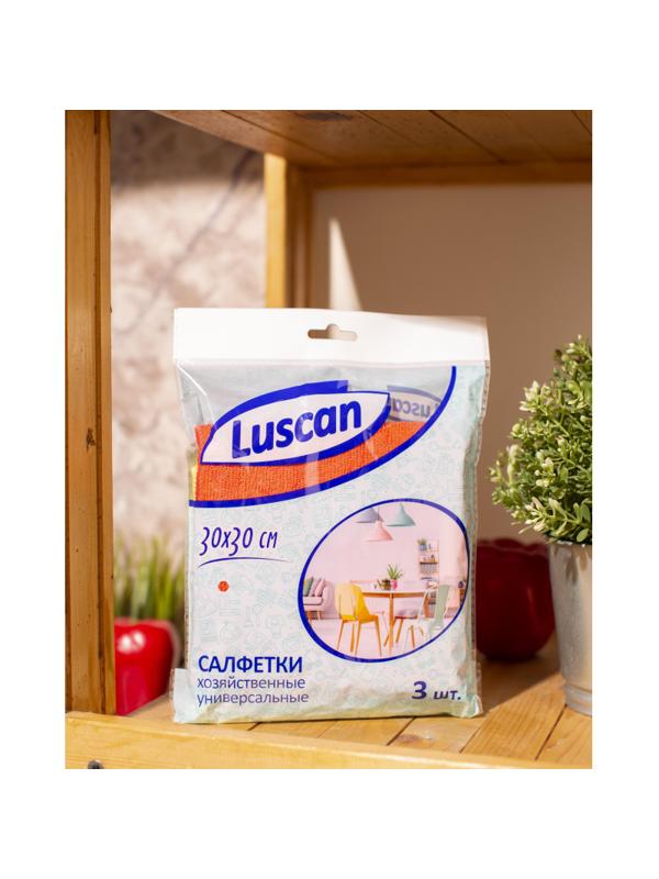 Салфетки хозяйственные Luscan из микрофибры универс 300г/м2 30х30см 3шт/уп