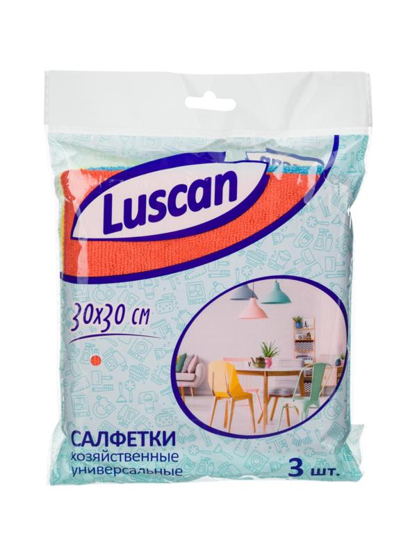 Салфетки хозяйственные Luscan из микрофибры универс 300г/м2 30х30см 3шт/уп