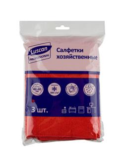 Салфетки хозяйственные Luscan Professional 300г/м2 40х40см 3шт/уп красные