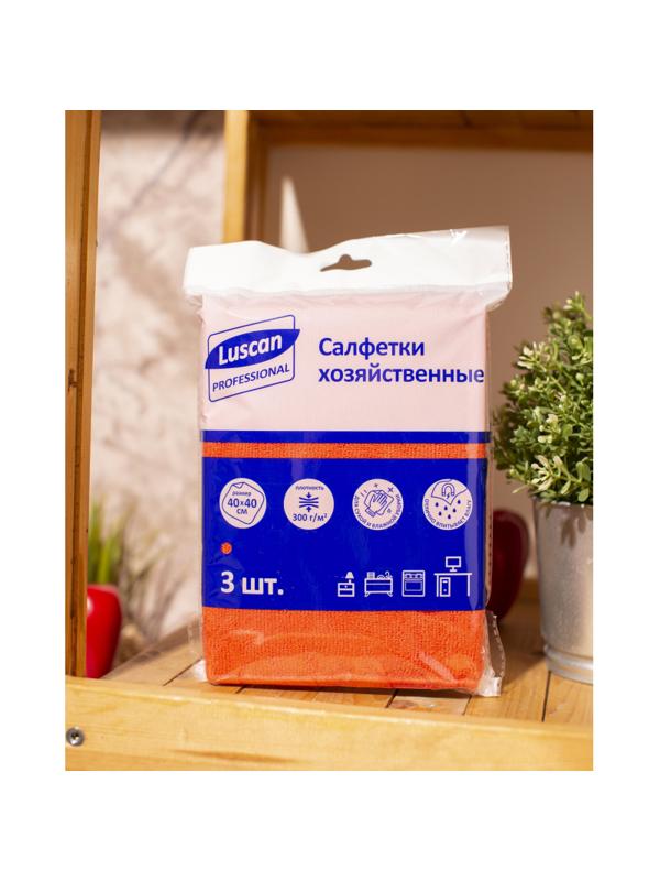 Салфетки хозяйственные Luscan Professional 300г/м2 40х40см 3шт/уп красные