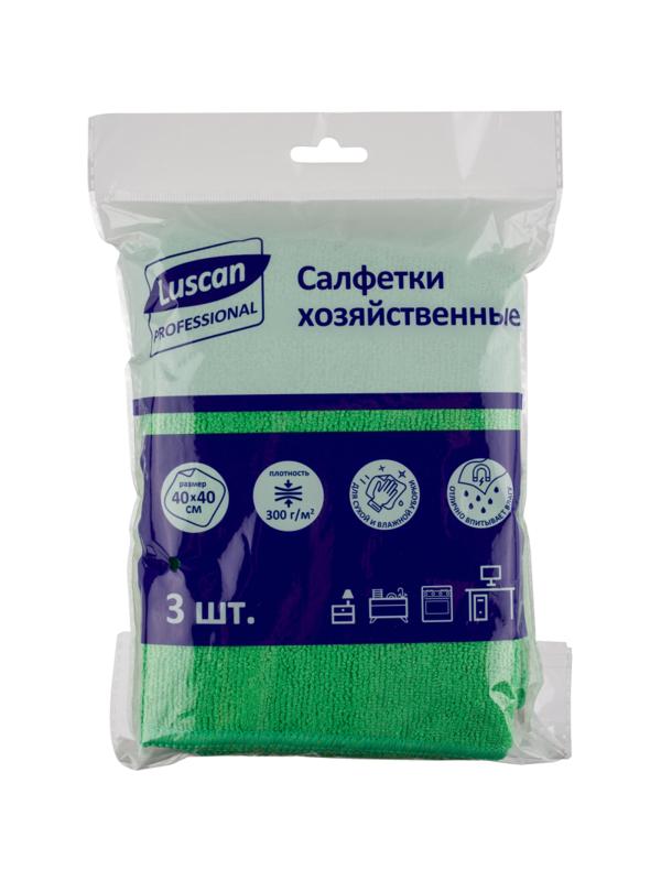 Салфетки хозяйственные Luscan Professional 300г/м2 40х40см 3шт/уп зеленые
