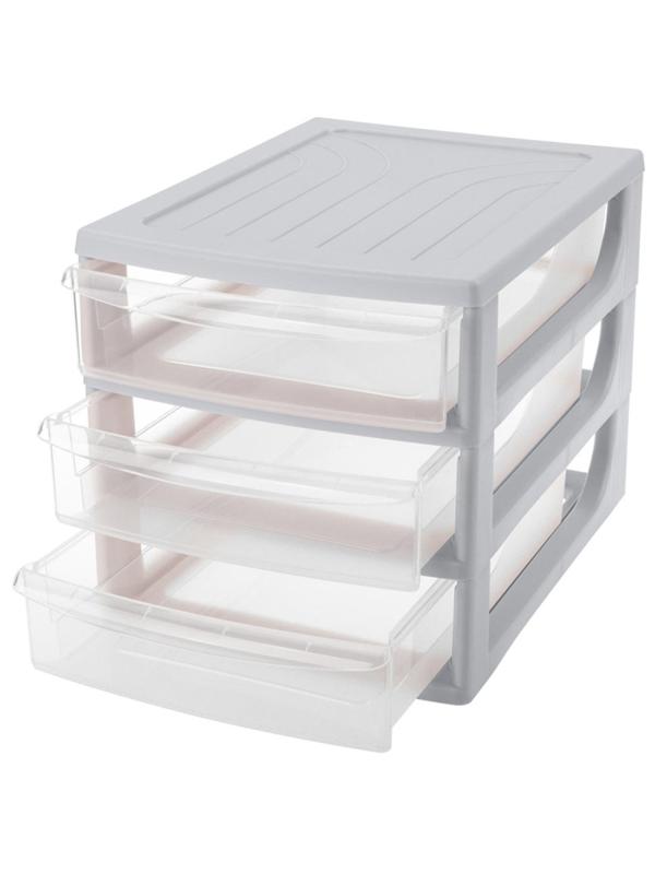 Бокс с выдвижными лотками А4 260х368х265мм 3выдв.отд, светло-сер. 433223930