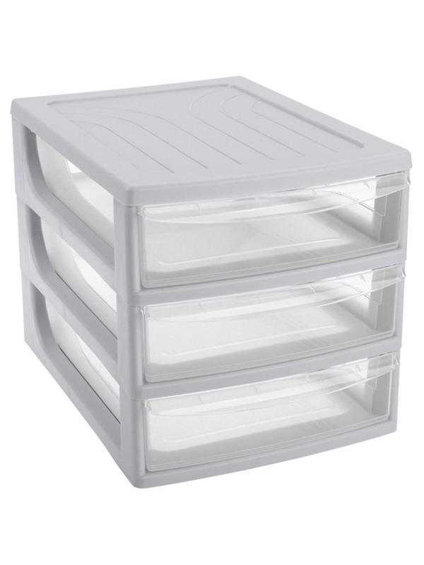 Бокс с выдвижными лотками А4 260х368х265мм 3выдв.отд, светло-сер. 433223930