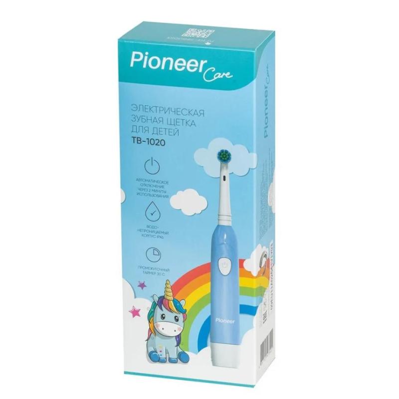 Зубная щетка Pioneer TB-1020, детская, голуб./бел., элек. (4897123476401)