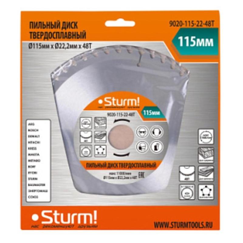 Диск пильный по дереву Sturm!, d115x22мм, 48зуб (9020-115-22-48T)