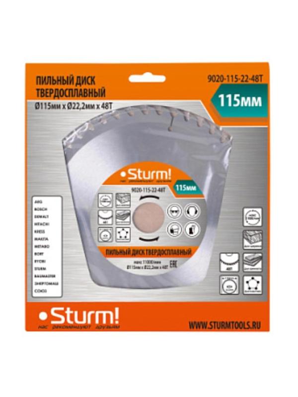 Диск пильный по дереву Sturm!, d115x22мм, 48зуб (9020-115-22-48T)