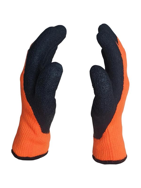 Перчатки защитные акриловые текст.латекс SCAFFA NM007-OR/BLK р.11