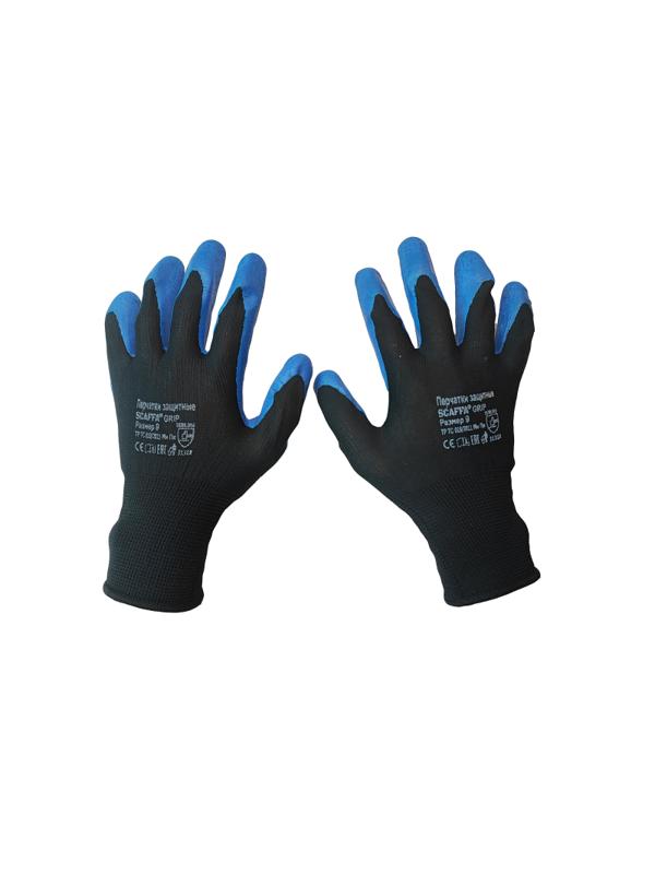 Перчатки защитные нейлон текст.латекс SCAFFA Grip р. 8