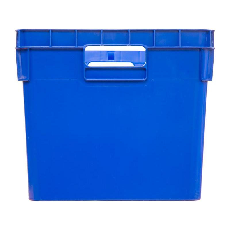 Ящик п/э 600x400x340 сплошной, стенки с отверс.для пакетов цв.синий