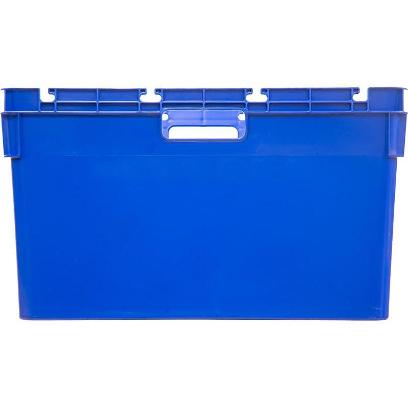 Ящик п/э 600x400x340 сплошной, стенки с отверс.для пакетов цв.синий