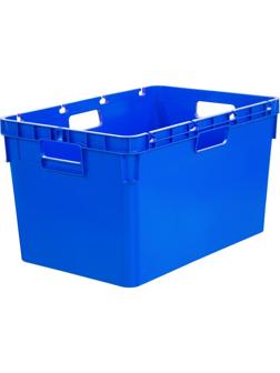 Ящик п/э 600x400x340 сплошной, стенки с отверс.для пакетов цв.синий