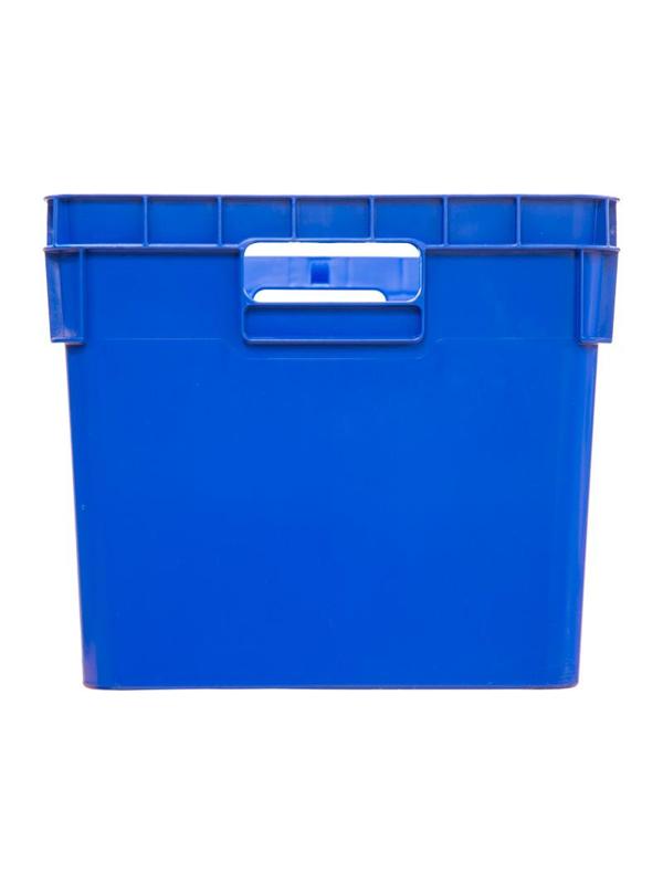 Ящик п/э 600x400x340 сплошной, стенки с отверс.для пакетов цв.синий