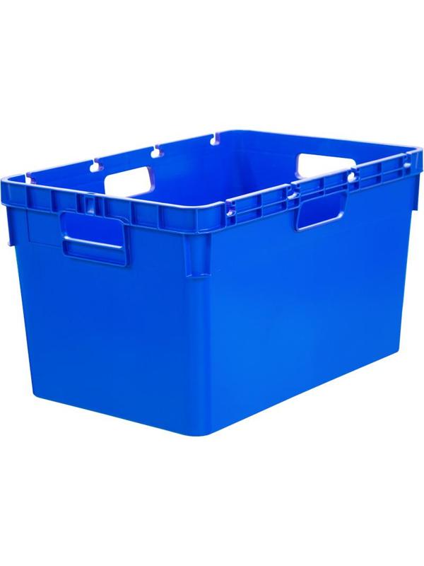 Ящик п/э 600x400x340 сплошной, стенки с отверс.для пакетов цв.синий