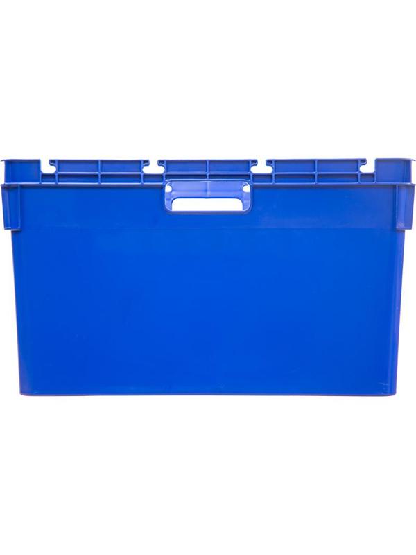 Ящик п/э 600x400x340 сплошной, стенки с отверс.для пакетов цв.синий