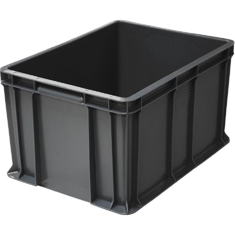 Ящик п/э 400х300х230 сплошной, с внешней ручкой цв. Черный арт.703.03.02