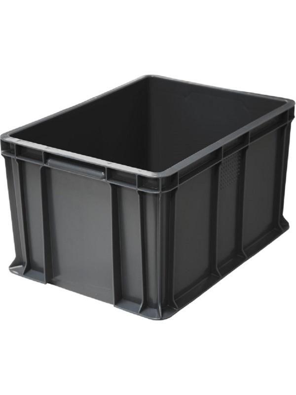 Ящик п/э 400х300х230 сплошной, с внешней ручкой цв. Черный арт.703.03.02