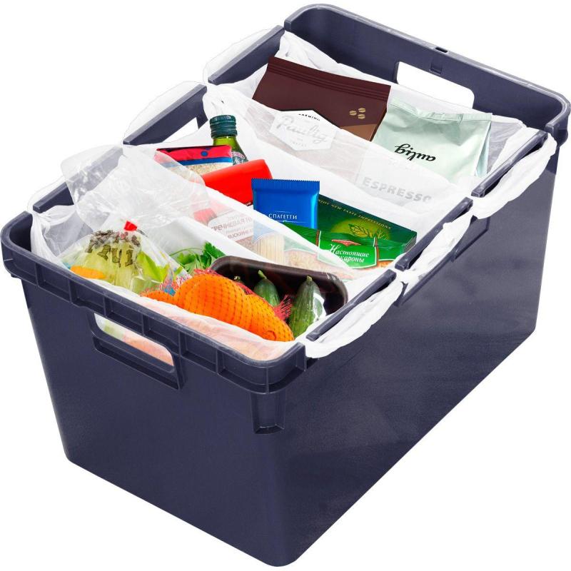 Ящик п/э 600x400x340 сплошной,стенки с отверс. для пакетов цв.черный