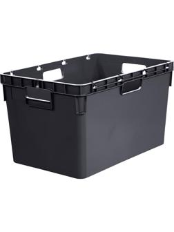 Ящик п/э 600x400x340 сплошной,стенки с отверс. для пакетов цв.черный