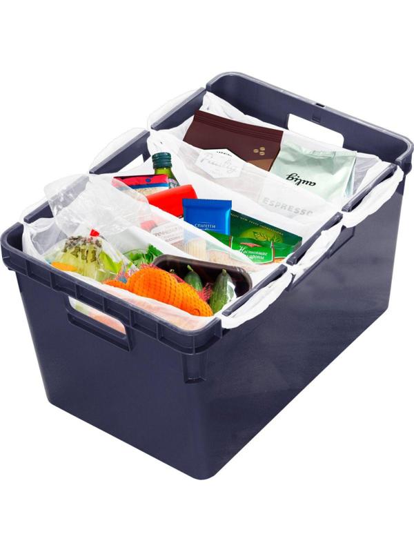 Ящик п/э 600x400x340 сплошной,стенки с отверс. для пакетов цв.черный