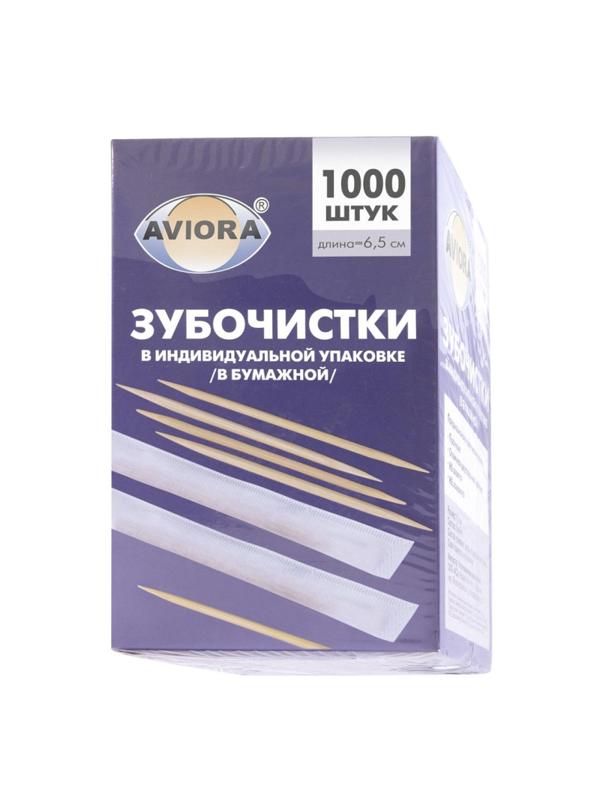 Зубочистки AVIORA бамбуковые в инд. бумажной упаковке, 1000 шт/уп (401-610)