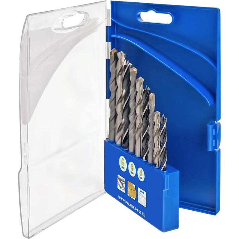 Набор сверл комбинированный ПРАКТИКА Профи 9шт 5,6,8 мм ПРО кассета 640-384