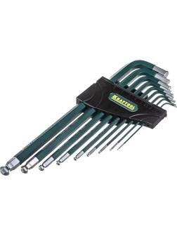 Набор ключей имбус. KRAFTOOL INDUSTRIE дл-ые,шар,HEX 1,5-10мм,9шт 27445-H9