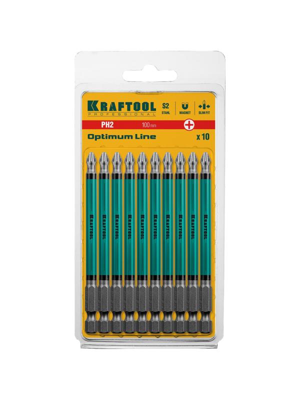 Бита KRAFTOOL Optimum Line PH2, 100 мм, тип E, 10 шт/уп (26122-2-100-10)