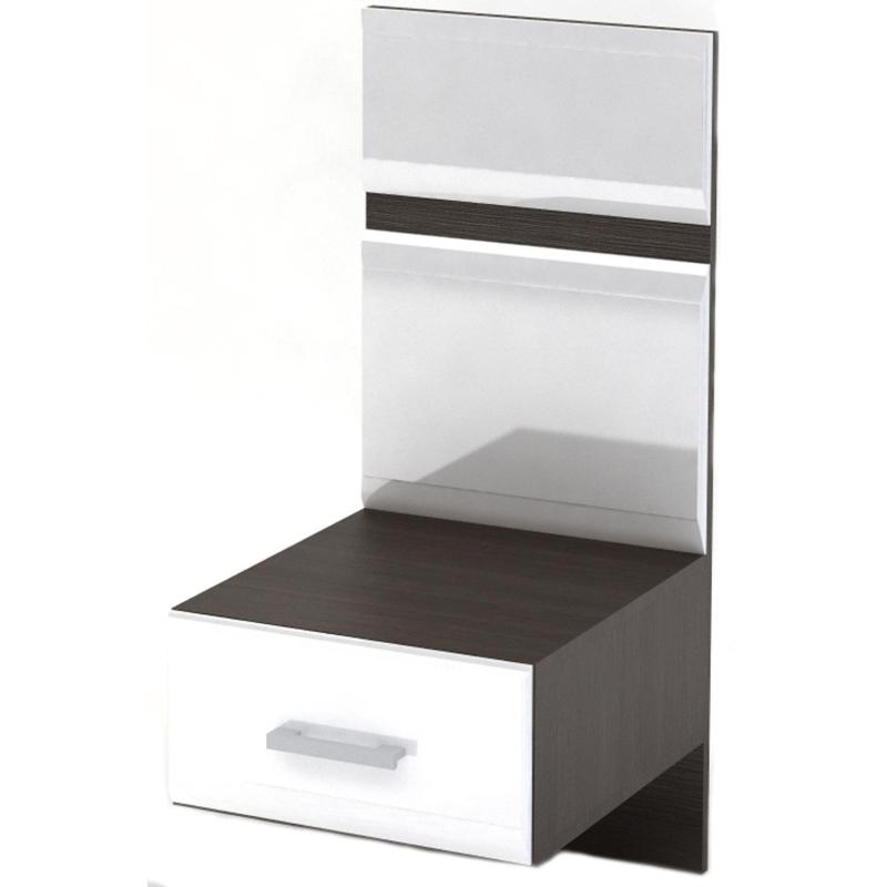 Мебель для дома NM Спальня ВЕГАС тумба с надстройкой МДФ белый гл./Венге