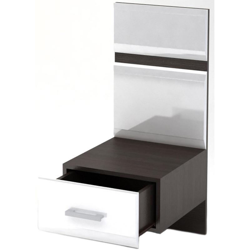 Мебель для дома NM Спальня ВЕГАС тумба с надстройкой МДФ белый гл./Венге