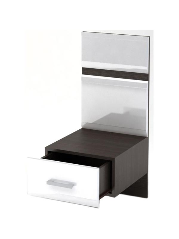 Мебель для дома NM Спальня ВЕГАС тумба с надстройкой МДФ белый гл./Венге