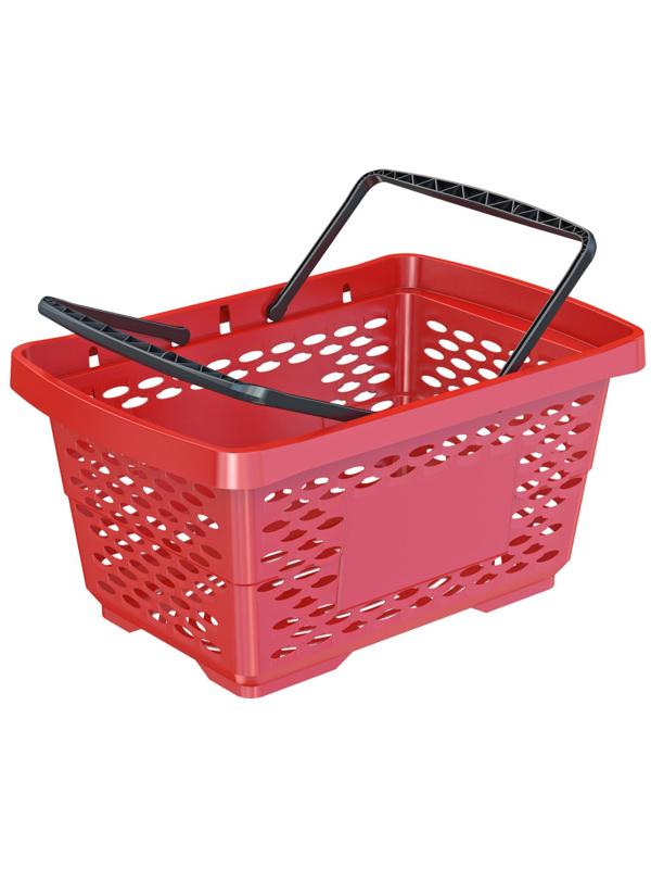 Корзина покупательская EVR_JAZZ 410260 пластик красный 28л усилен. дно 2руч