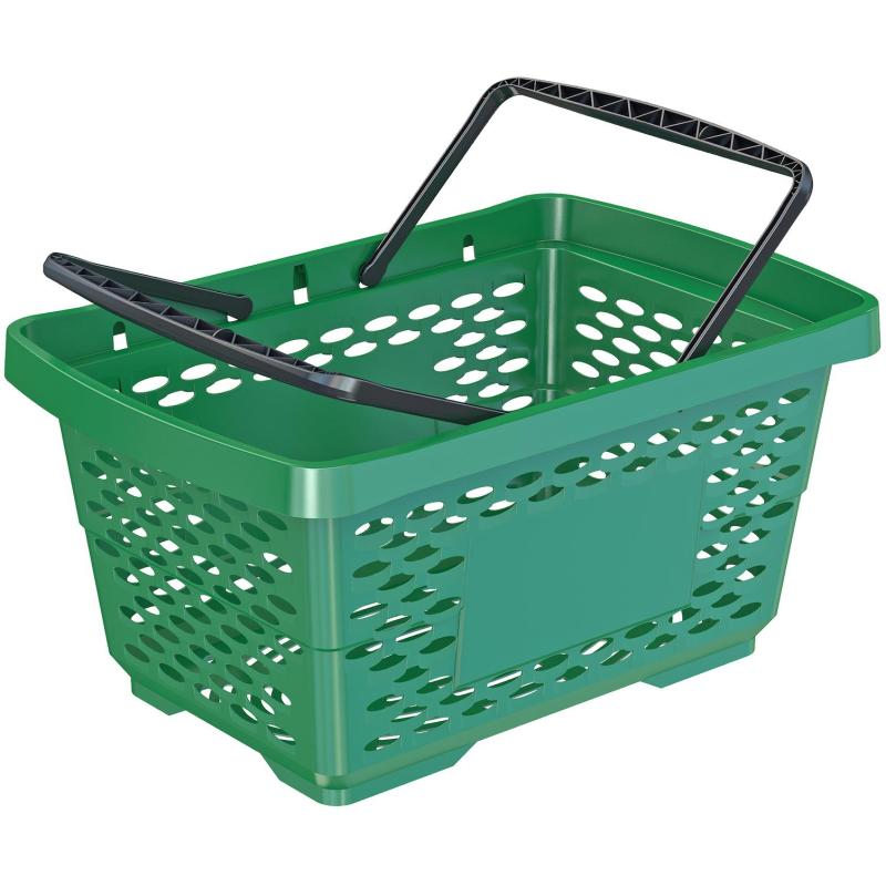 Корзина покупательская EVR_JAZZ 410262 пластик зеленый 28л усилен. дно 2руч